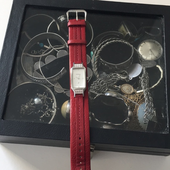 Fossil Red Strap Statement Watch with Crystals - Picture 4 of 15